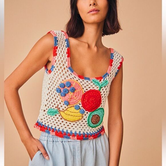 Hunter Bell Doris Crochet Top Citrus Grove Size Large - Picture 1 of 13